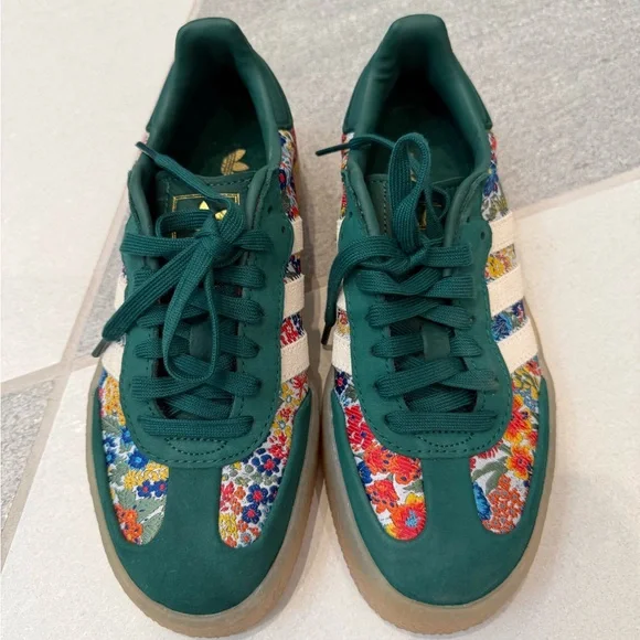 Adidas Liberty Sambae Green Floral Pattern Sneakers - Picture 2 of 4